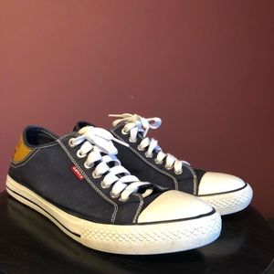 navy blue levi shoes